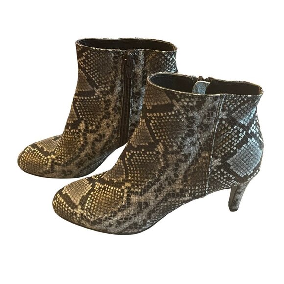 NEW AGL Snakeskin Embossed Heeled Ankle Boots Sz. 38.5 (US 8.5) - Picture 3 of 5
